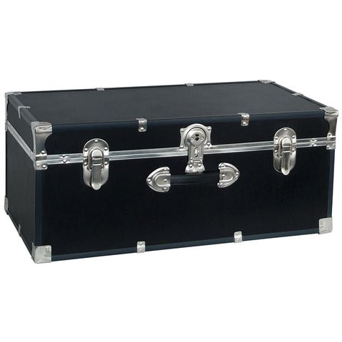 Footlocker Trunk, 30", Nickel Hardware, Black Footlocker Trunk, 30", Nickel Hardware, Black
