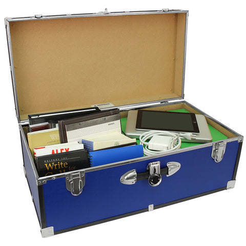 Footlocker Trunk, 30", Nickel Hardware, Blue Footlocker Trunk, 30", Nickel Hardware, Blue