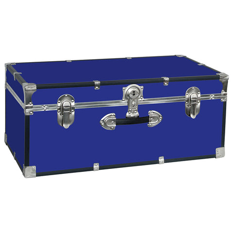 Footlocker Trunk, 30", Nickel Hardware, Blue Footlocker Trunk, 30", Nickel Hardware, Blue