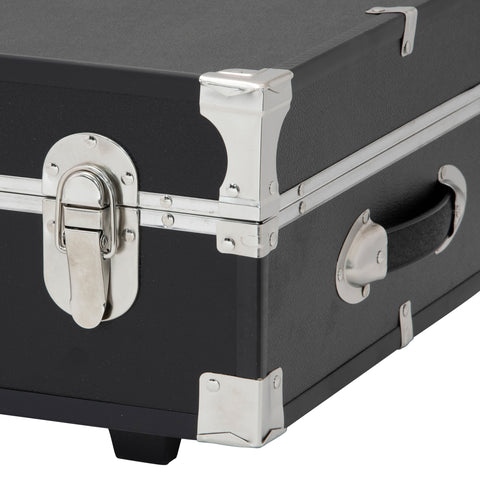 Metal fastner, siding, and carry handle  - Seward Under the Bed 31" Trunk with Wheels & Lock, Black Metal fastner, siding, and carry handle  - Seward Under the Bed 31" Trunk with Wheels & Lock, Black